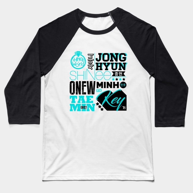 SHINEE FONT COLLAGE Baseball T-Shirt by skeletonvenus